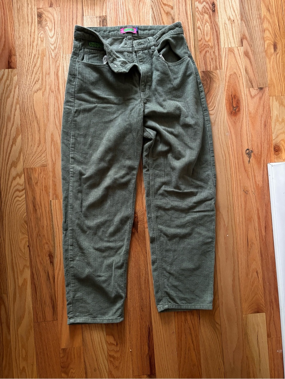 Women’s Olive Corduroy Straight Pants